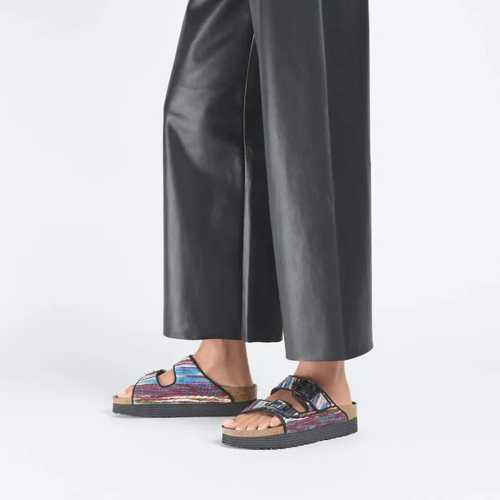 Women Birkenstock TwoStrap Arizona Platform Multi Turquoise