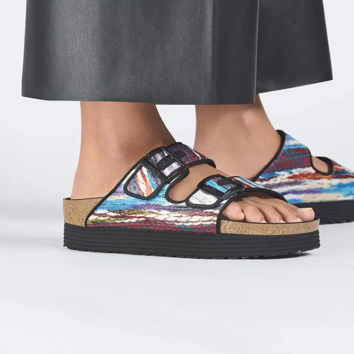 Women Birkenstock TwoStrap Arizona Platform Multi Turquoise