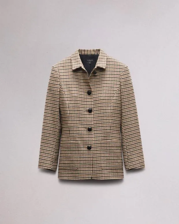 Women Blazers and Vests Rag and Bone Drew Houndstooth Blazer Tan Multi