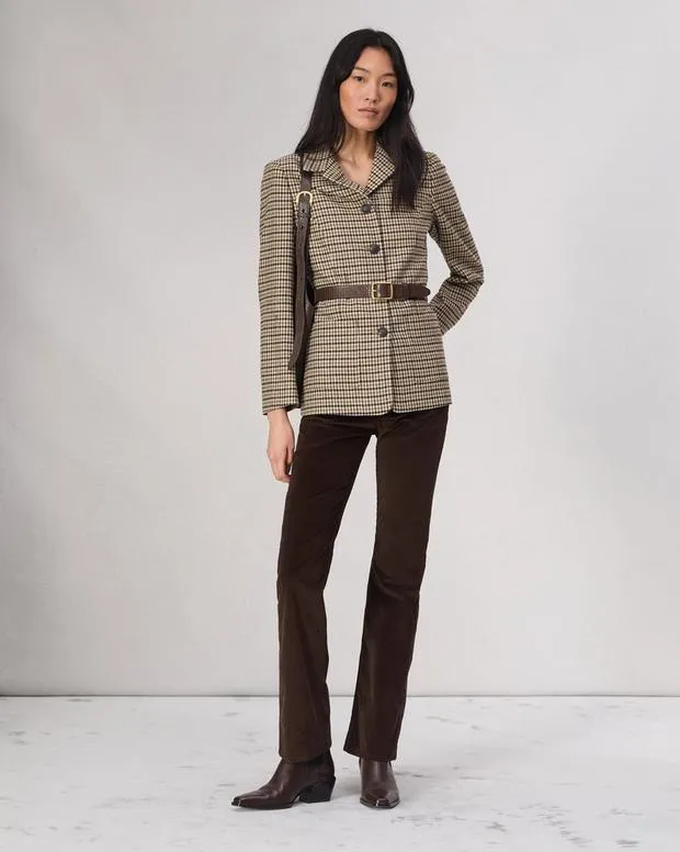 Women Blazers and Vests Rag and Bone Drew Houndstooth Blazer Tan Multi