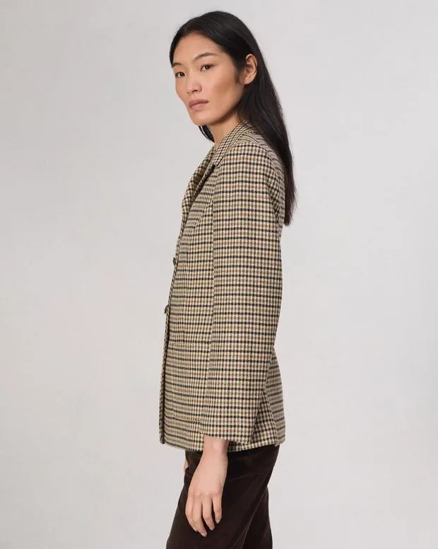 Women Blazers and Vests Rag and Bone Drew Houndstooth Blazer Tan Multi