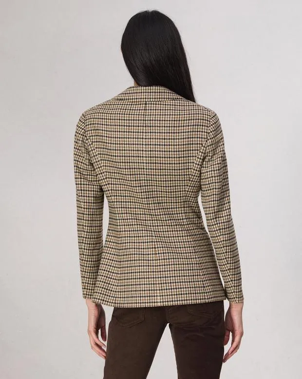 Women Blazers and Vests Rag and Bone Drew Houndstooth Blazer Tan Multi