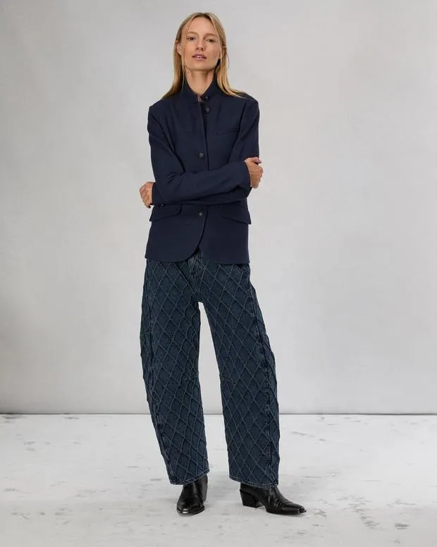 Women Blazers and Vests Rag and Bone Slade Wool Blazer Navy