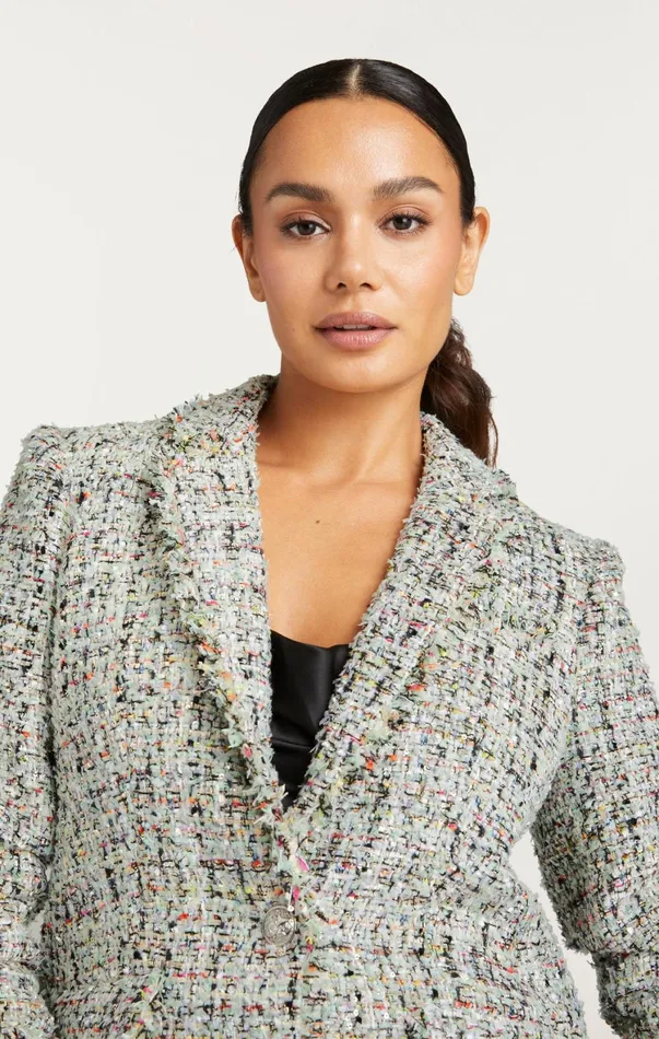 Women Blazers Cinq Sept Anya Boucle Khloe Blazer Patina Multi
