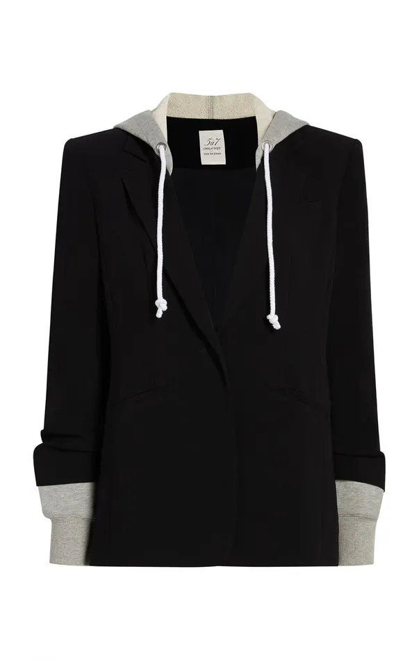 Women Blazers Cinq Sept Hooded Khloe Blazer Blackheather Grey