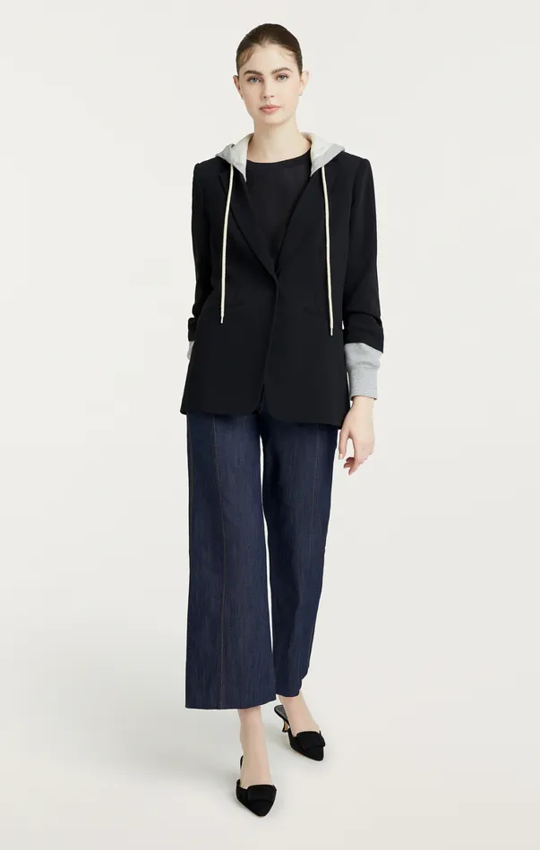 Women Blazers Cinq Sept Hooded Khloe Blazer Blackheather Grey