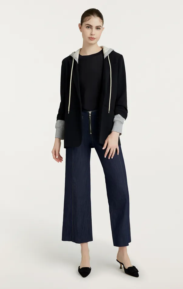 Women Blazers Cinq Sept Hooded Khloe Blazer Blackheather Grey