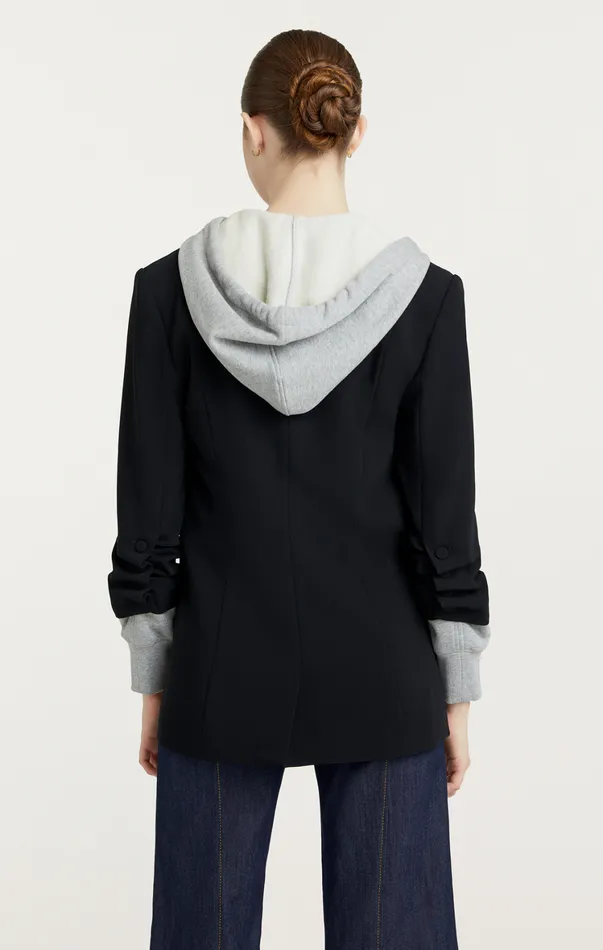 Women Blazers Cinq Sept Hooded Khloe Blazer Blackheather Grey