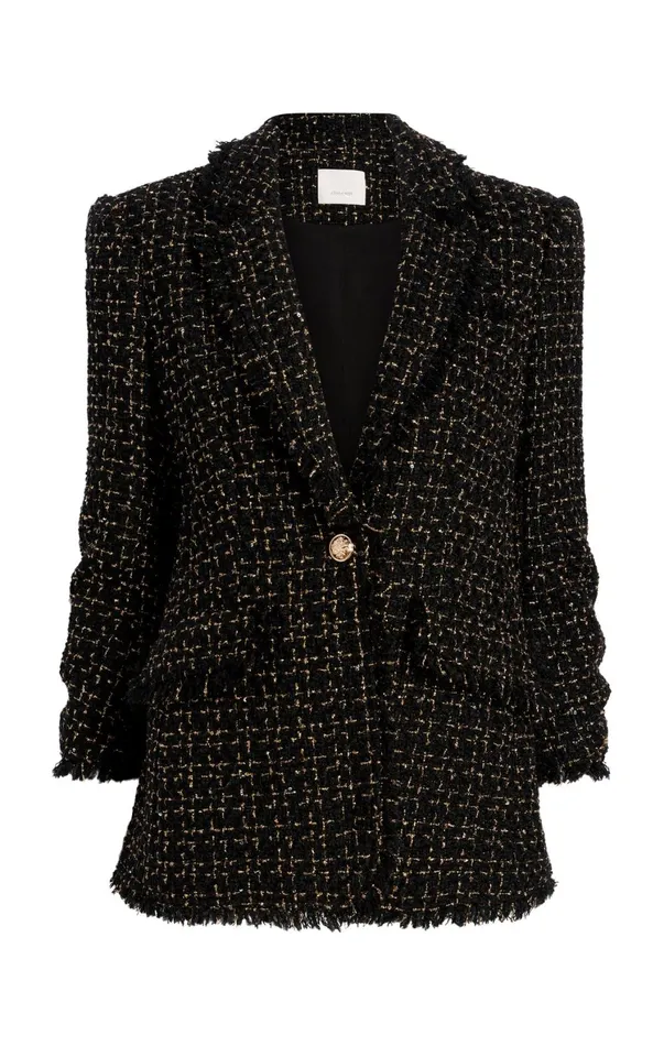 Women Blazers Cinq Sept Sylvie Boucle Khloe Blazer Blackgold
