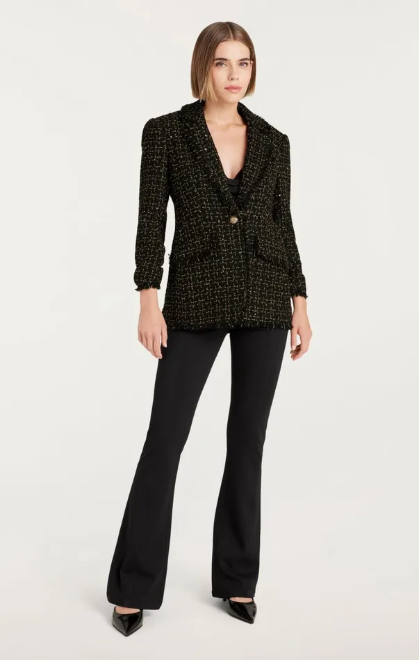 Women Blazers Cinq Sept Sylvie Boucle Khloe Blazer Blackgold
