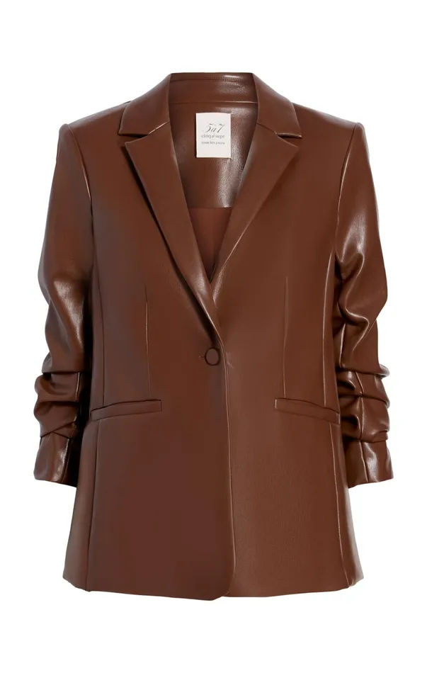 Women Blazers Cinq Sept Vegan Leather Kylie Blazer Espresso