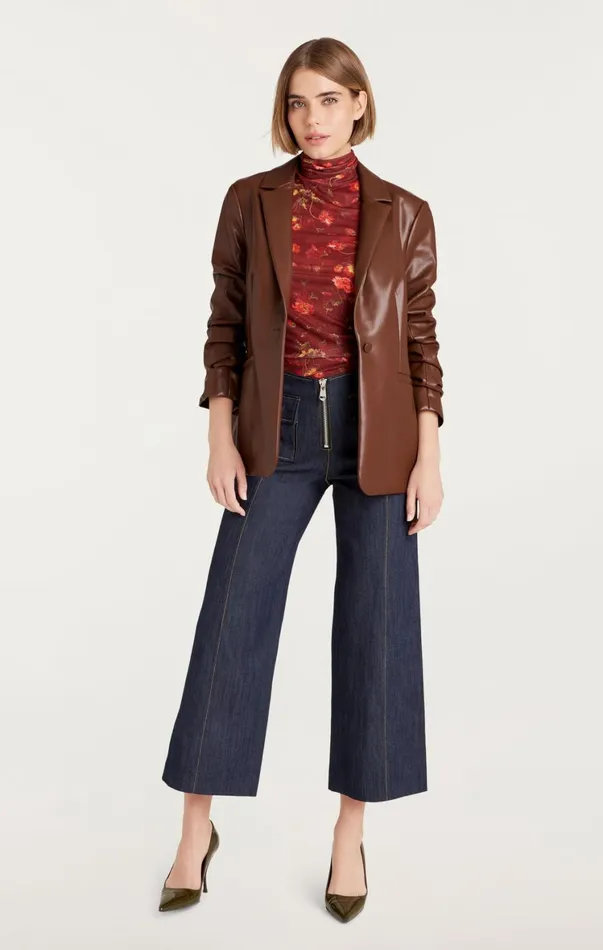 Women Blazers Cinq Sept Vegan Leather Kylie Blazer Espresso