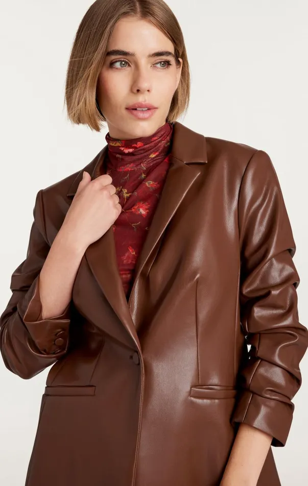 Women Blazers Cinq Sept Vegan Leather Kylie Blazer Espresso