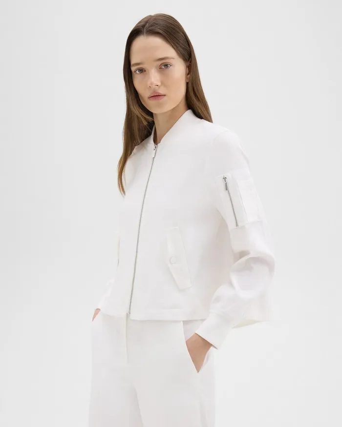 Women Blazers Jackets Theory ALine Flight Jacket In Good Linen White