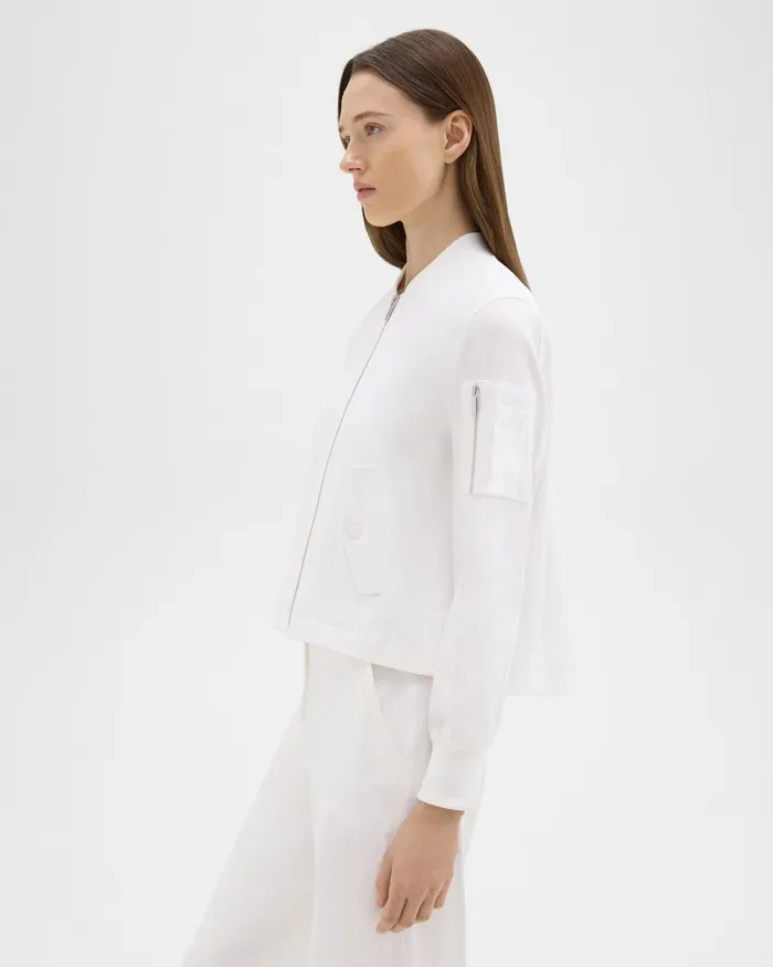 Women Blazers Jackets Theory ALine Flight Jacket In Good Linen White