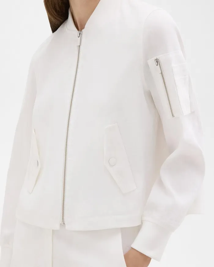 Women Blazers Jackets Theory ALine Flight Jacket In Good Linen White