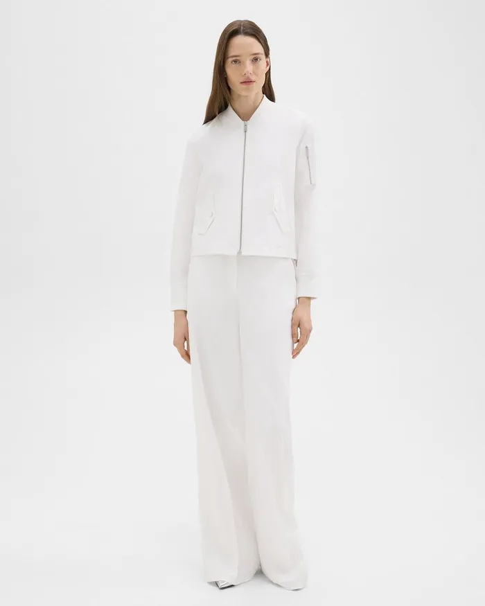 Women Blazers Jackets Theory ALine Flight Jacket In Good Linen White