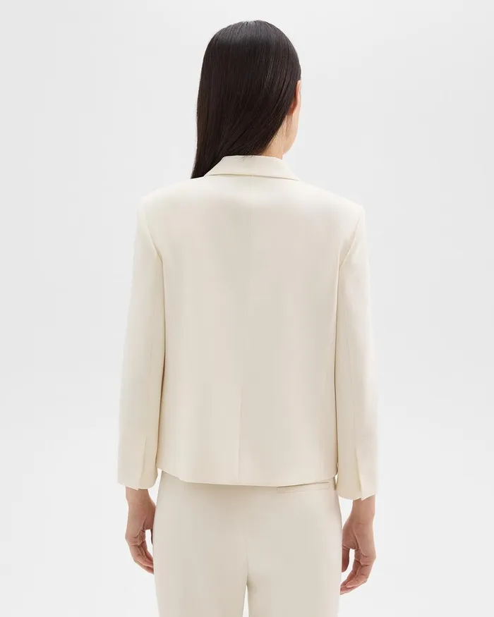Women Blazers Jackets Theory Boxy Patch Pocket Blazer In Admiral Crepe Rice