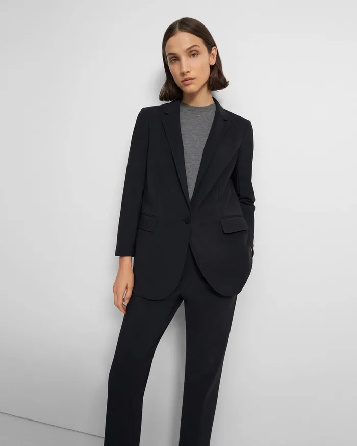 Women Blazers Jackets Theory Casual Blazer In Precision Ponte Black