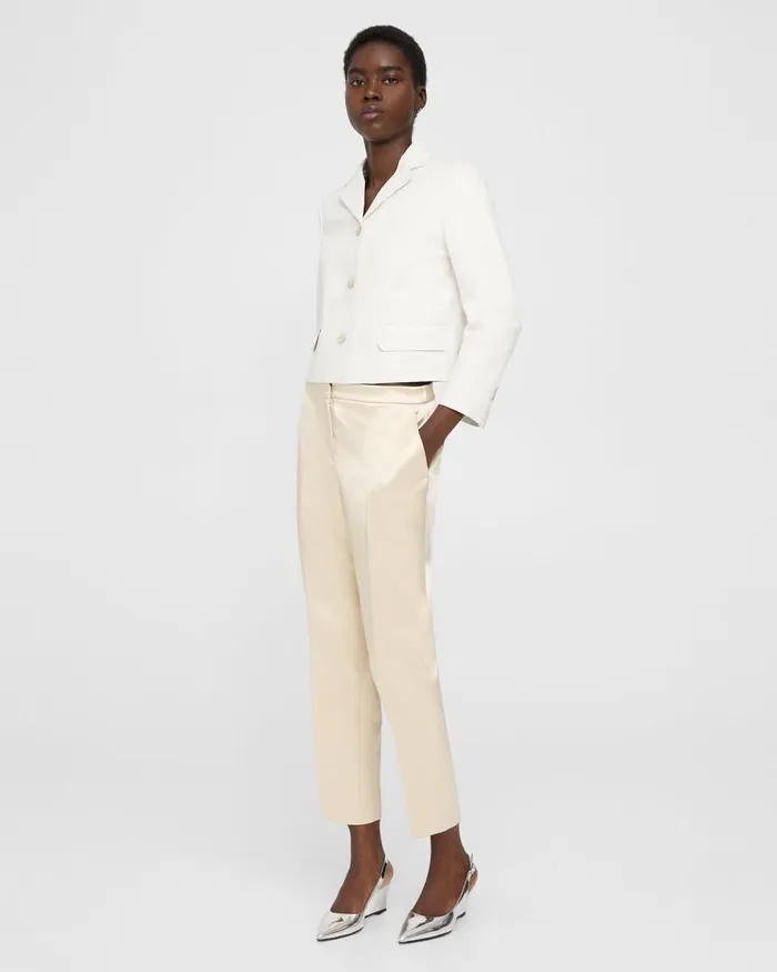 Women Blazers Jackets Theory Cropped Jacket In Leather White