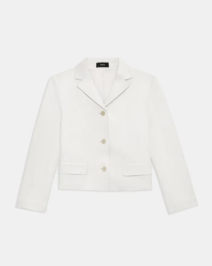 Women Blazers Jackets Theory Cropped Jacket In Leather White