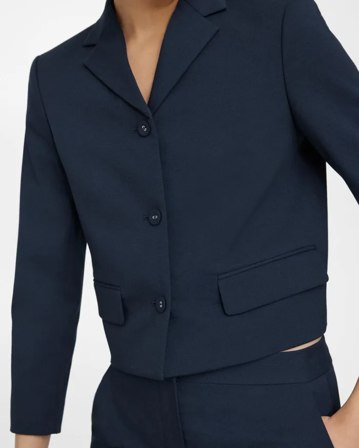 Women Blazers Jackets Theory Cropped Jacket In Textured Gabardine Baltic