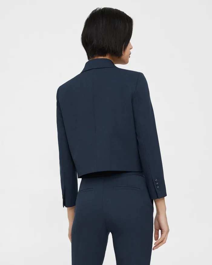 Women Blazers Jackets Theory Cropped Jacket In Textured Gabardine Baltic