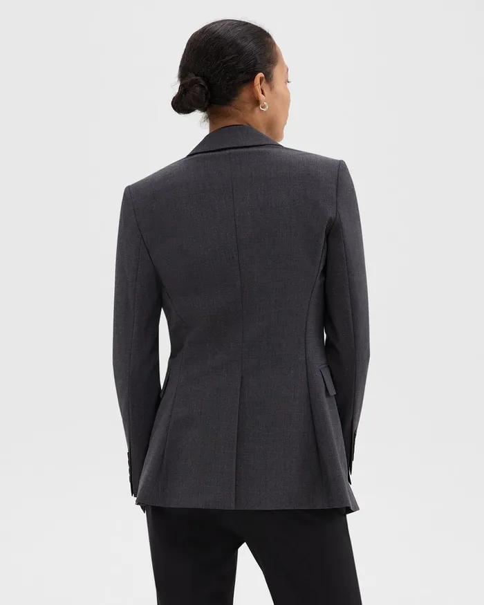 Women Blazers Jackets Theory Etiennette Blazer In Good Wool Charcoal Melange