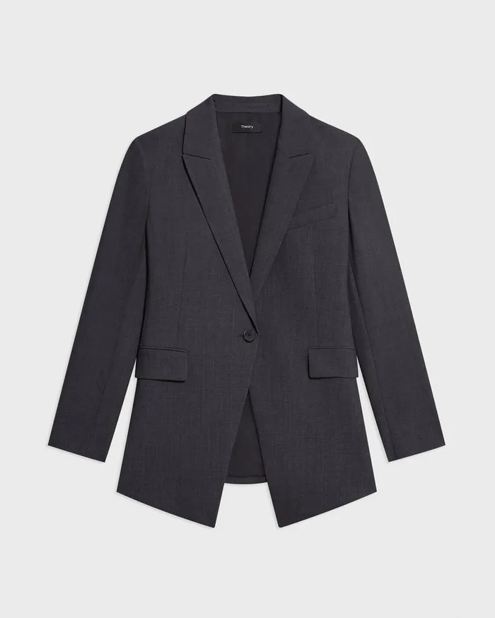 Women Blazers Jackets Theory Etiennette Blazer In Good Wool Charcoal Melange