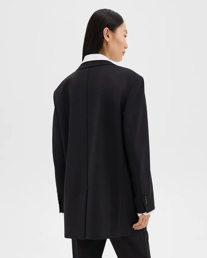 Women Blazers Jackets Theory Oversized Blazer In Stretch Wool Black