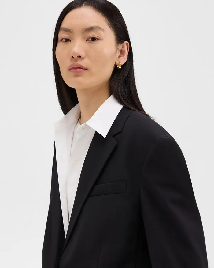 Women Blazers Jackets Theory Oversized Blazer In Stretch Wool Black
