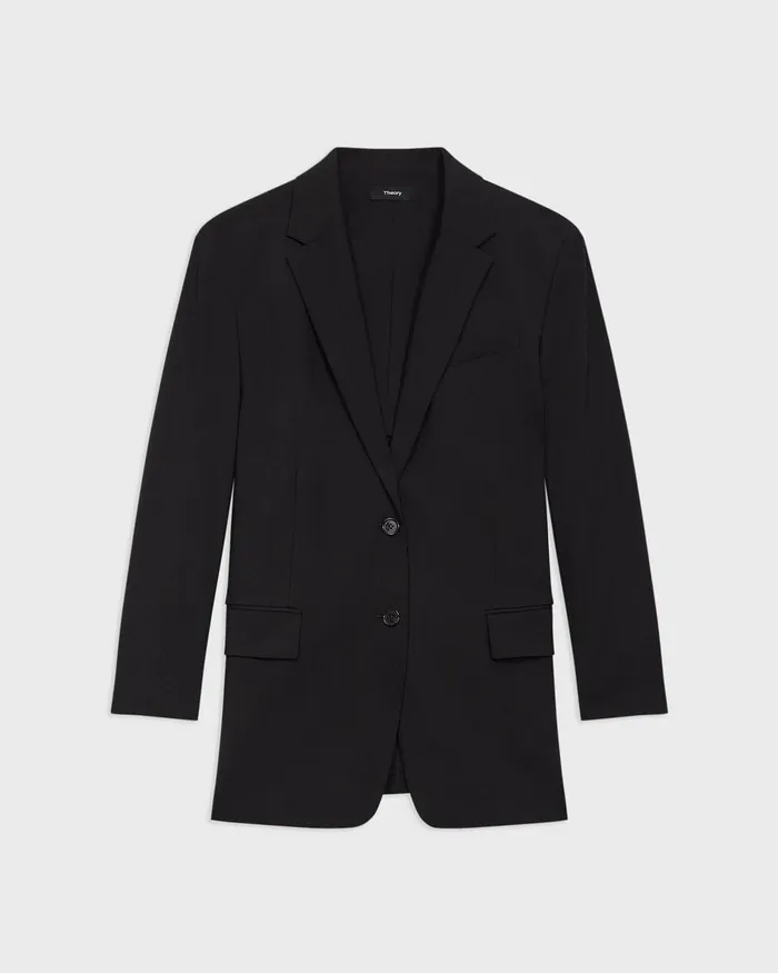 Women Blazers Jackets Theory Oversized Blazer In Stretch Wool Black