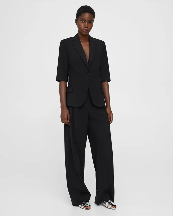 Women Blazers Jackets Theory ShortSleeve Blazer In Stretch Wool Black