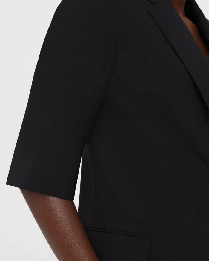 Women Blazers Jackets Theory ShortSleeve Blazer In Stretch Wool Black