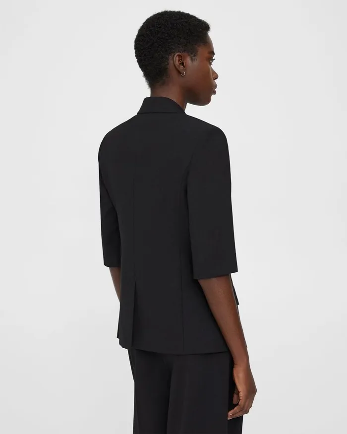 Women Blazers Jackets Theory ShortSleeve Blazer In Stretch Wool Black