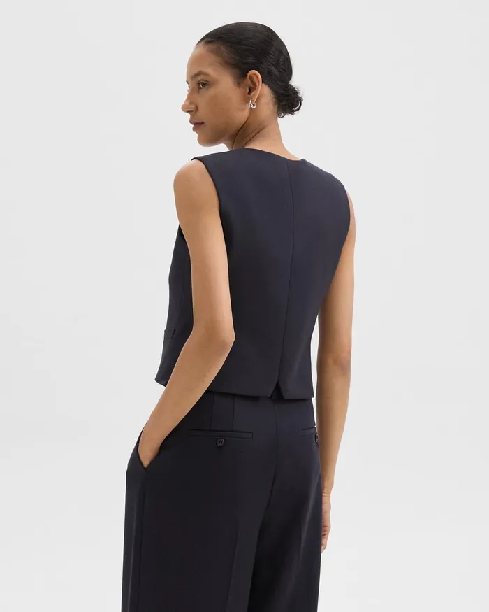 Women Blazers Jackets Theory Slim Vest In Sleek Flannel Navy