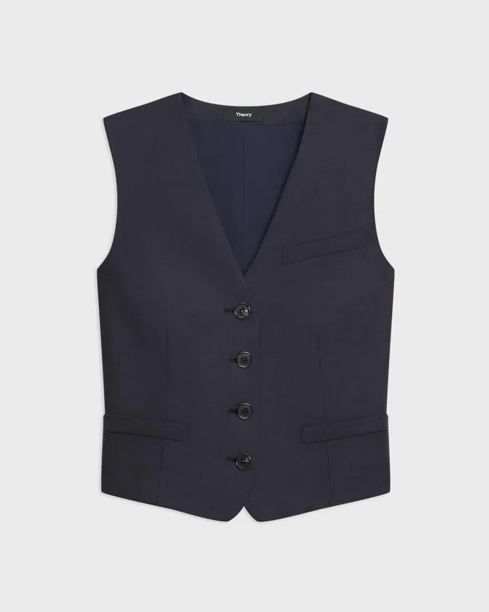 Women Blazers Jackets Theory Slim Vest In Sleek Flannel Navy