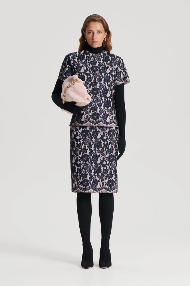 Women BONDED LACE SKIRT NAVY Skirts Scanlan Theodore