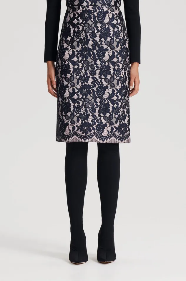 Women BONDED LACE SKIRT NAVY Skirts Scanlan Theodore Women BONDED LACE SKIRT NAVY Skirts Scanlan Theodore