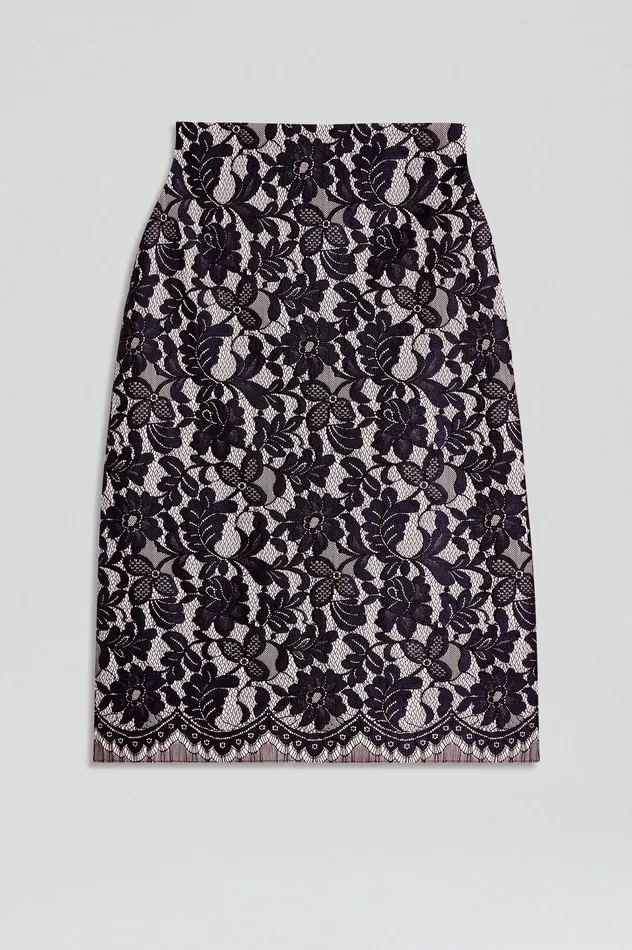 Women BONDED LACE SKIRT NAVY Skirts Scanlan Theodore Women BONDED LACE SKIRT NAVY Skirts Scanlan Theodore