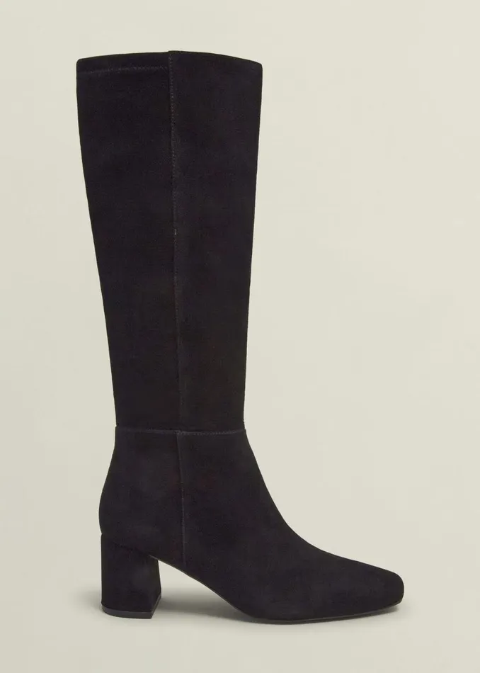 Women Boots Hobbs Betsy Suede Knee Boots Black