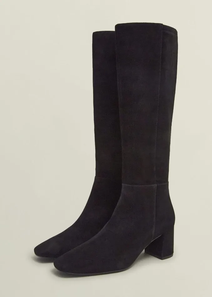 Women Boots Hobbs Betsy Suede Knee Boots Black