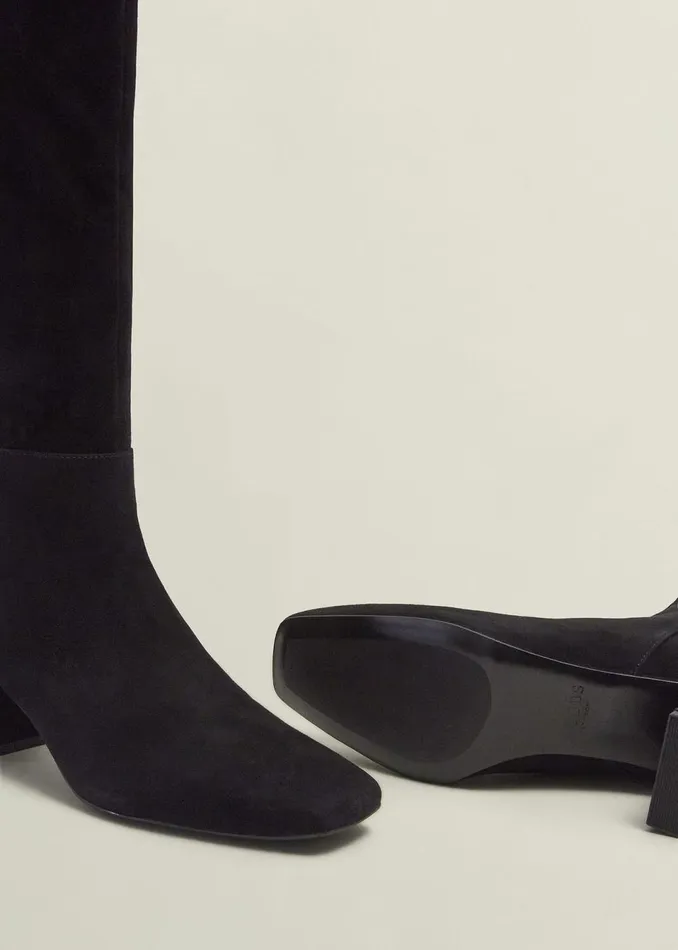 Women Boots Hobbs Betsy Suede Knee Boots Black