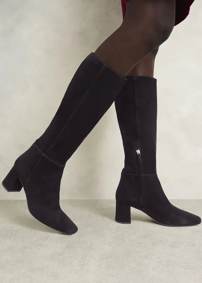 Women Boots Hobbs Betsy Suede Knee Boots Black