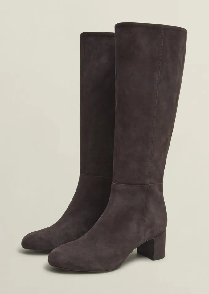 Women Boots Hobbs Caroline Suede Knee Boots Chocolate Brown
