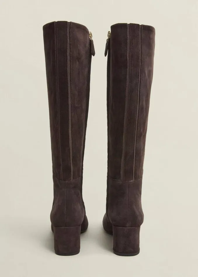 Women Boots Hobbs Caroline Suede Knee Boots Chocolate Brown