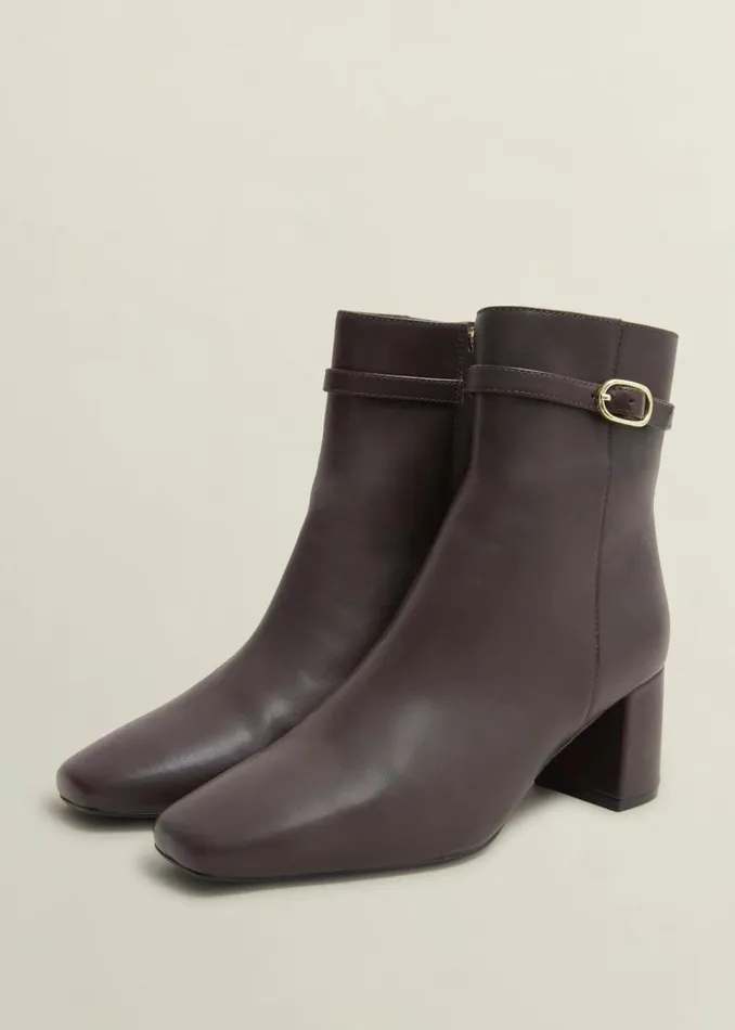 Women Boots Hobbs Gabriella Leather Ankle Boots Chocolate Brown