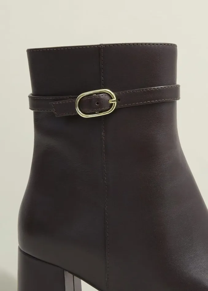 Women Boots Hobbs Gabriella Leather Ankle Boots Chocolate Brown