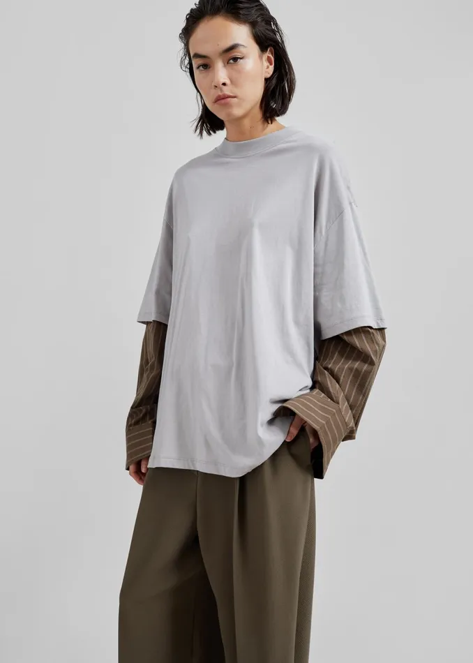 Women Bryton Layered Tee 8211 GreyBrown The Frankie Shop Tops