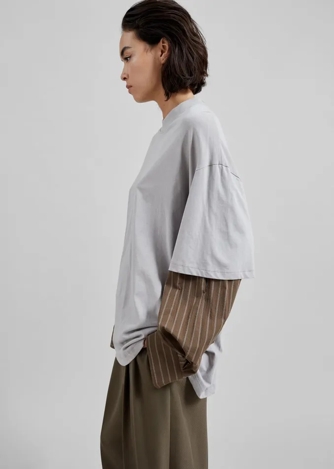 Women Bryton Layered Tee 8211 GreyBrown The Frankie Shop Tops